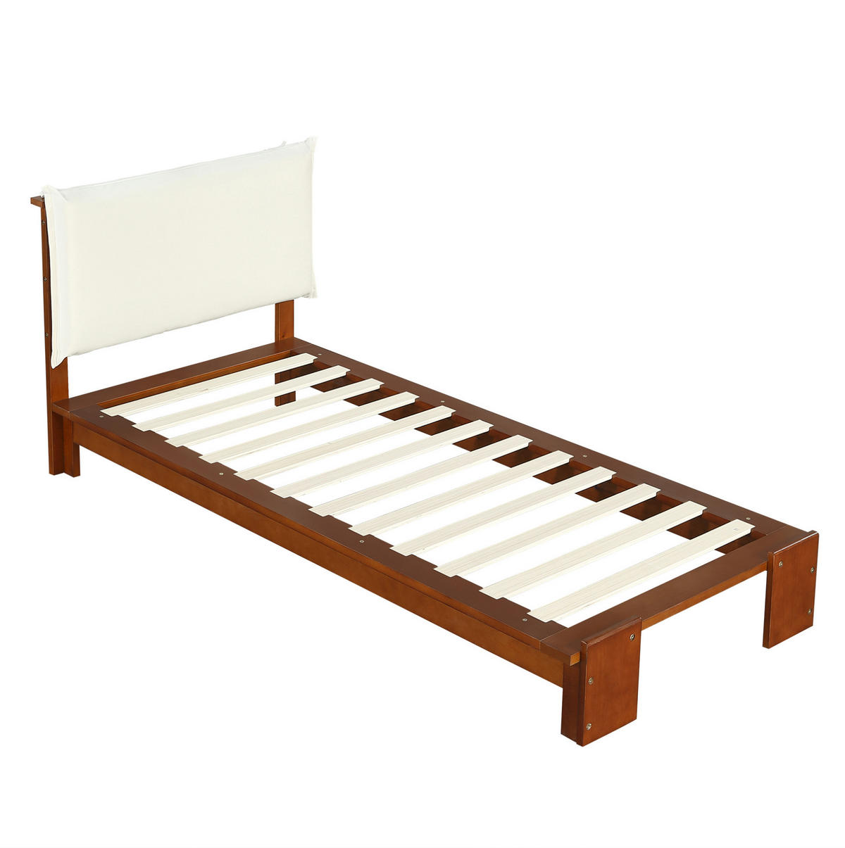 POLSTERBETT 90/200 cm mit gepolsterter Rückenlehne, stabilen Lattenrosten und Kiefernholzgestell, Dunkelbraun - Braun, Textil (90/200cm) - Redom