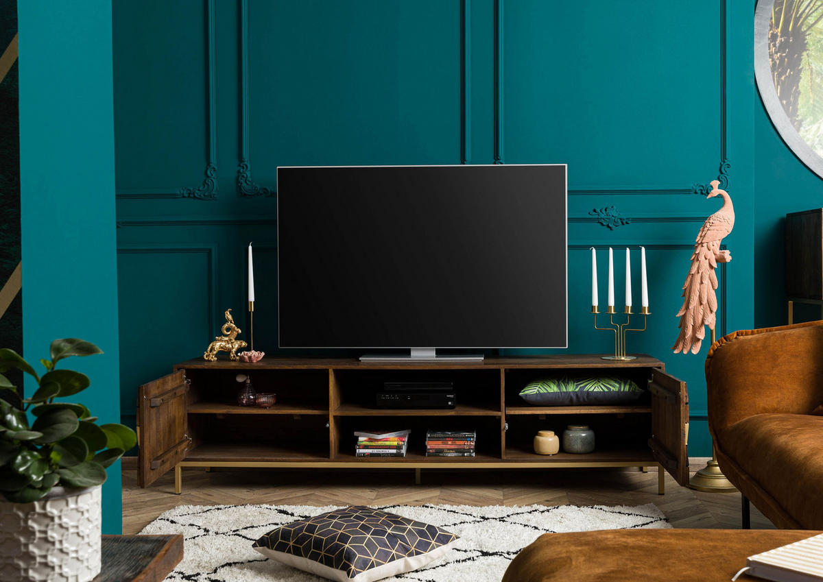 TV-BOARD Mango 190x45x50 braun geölt DIAMOND #205 - Braun, Holz (190/50/45cm) - Massivmoebel24
