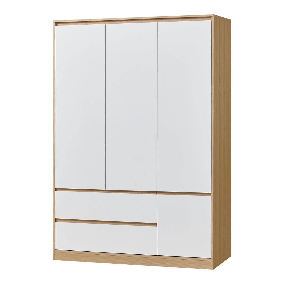 KLEIDERSCHRANK Bastheim - Eichefarben/Weiß, Holzwerkstoff (120/176/52cm) - [en.casa]