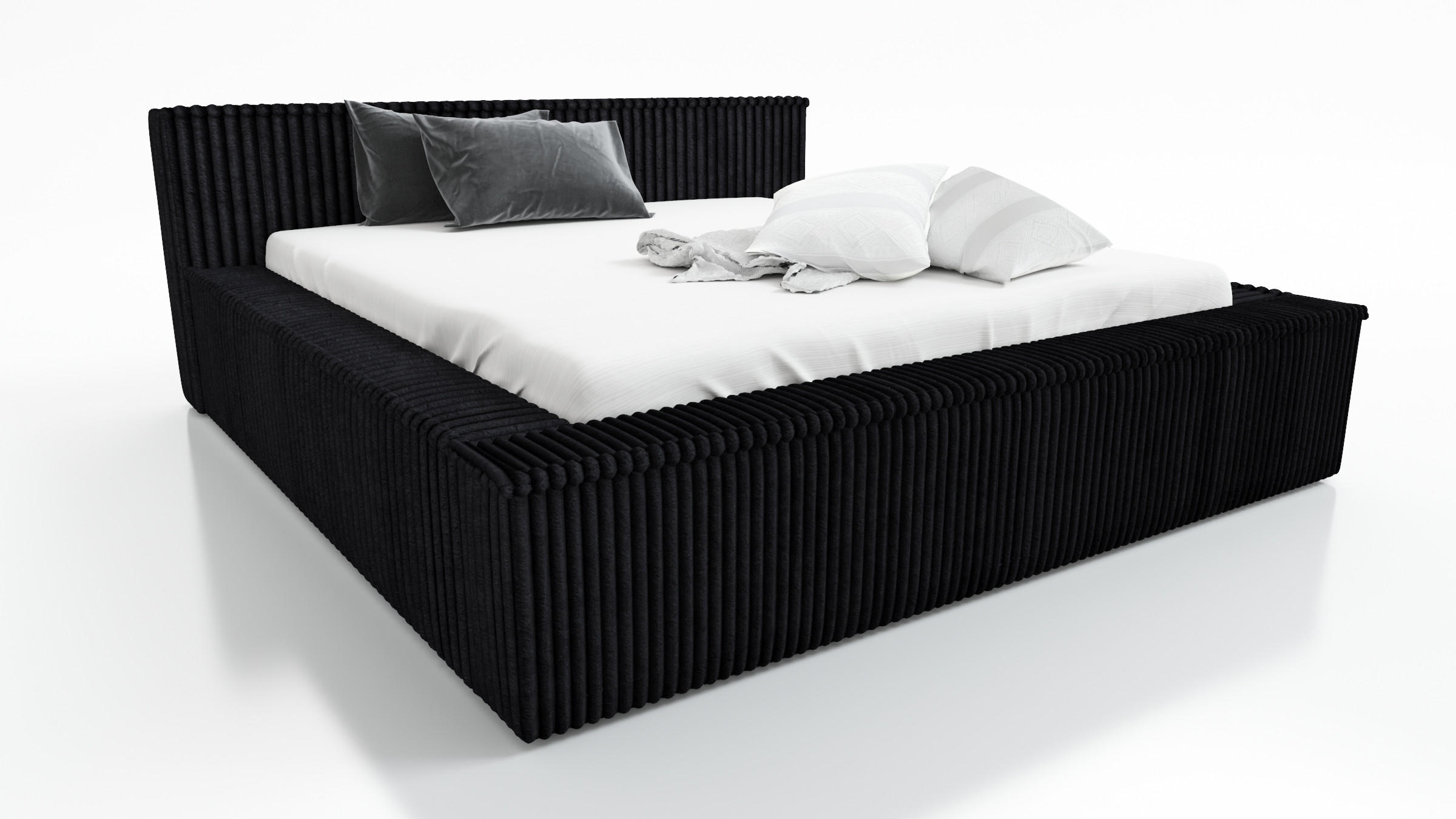 POLSTERBETT RIO-OM 160x200 Schwarz - Schwarz, Textil (160/200cm) - A&J MöbelLand