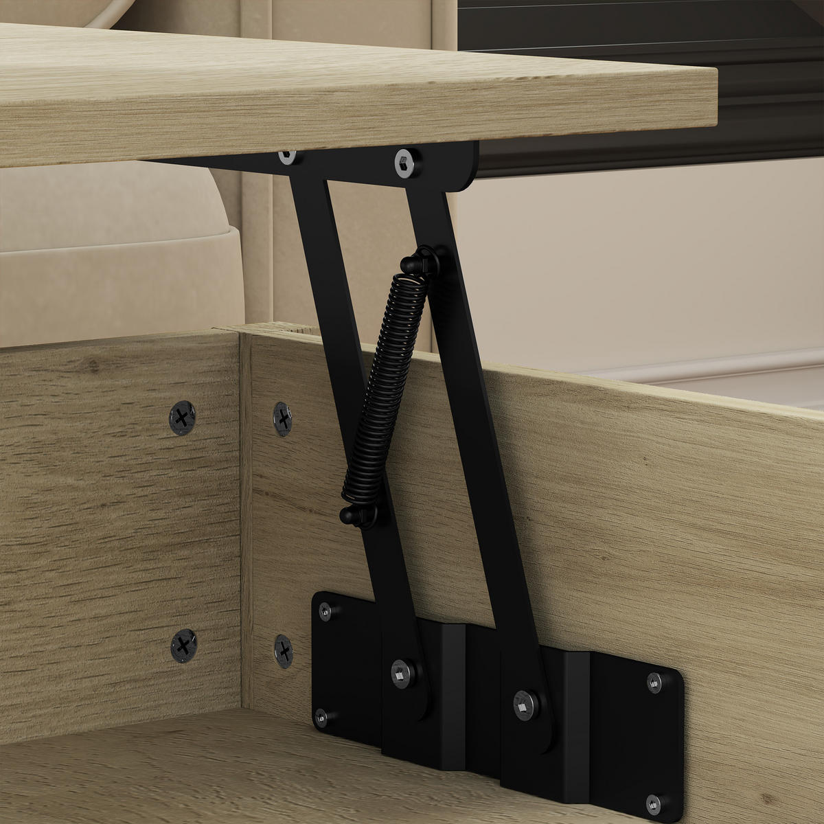 COUCHTISCH DE-15779 höhenverstellbare Platte Eiche - Eichefarben, Holzwerkstoff (100/50/62cm) - ComfortXL