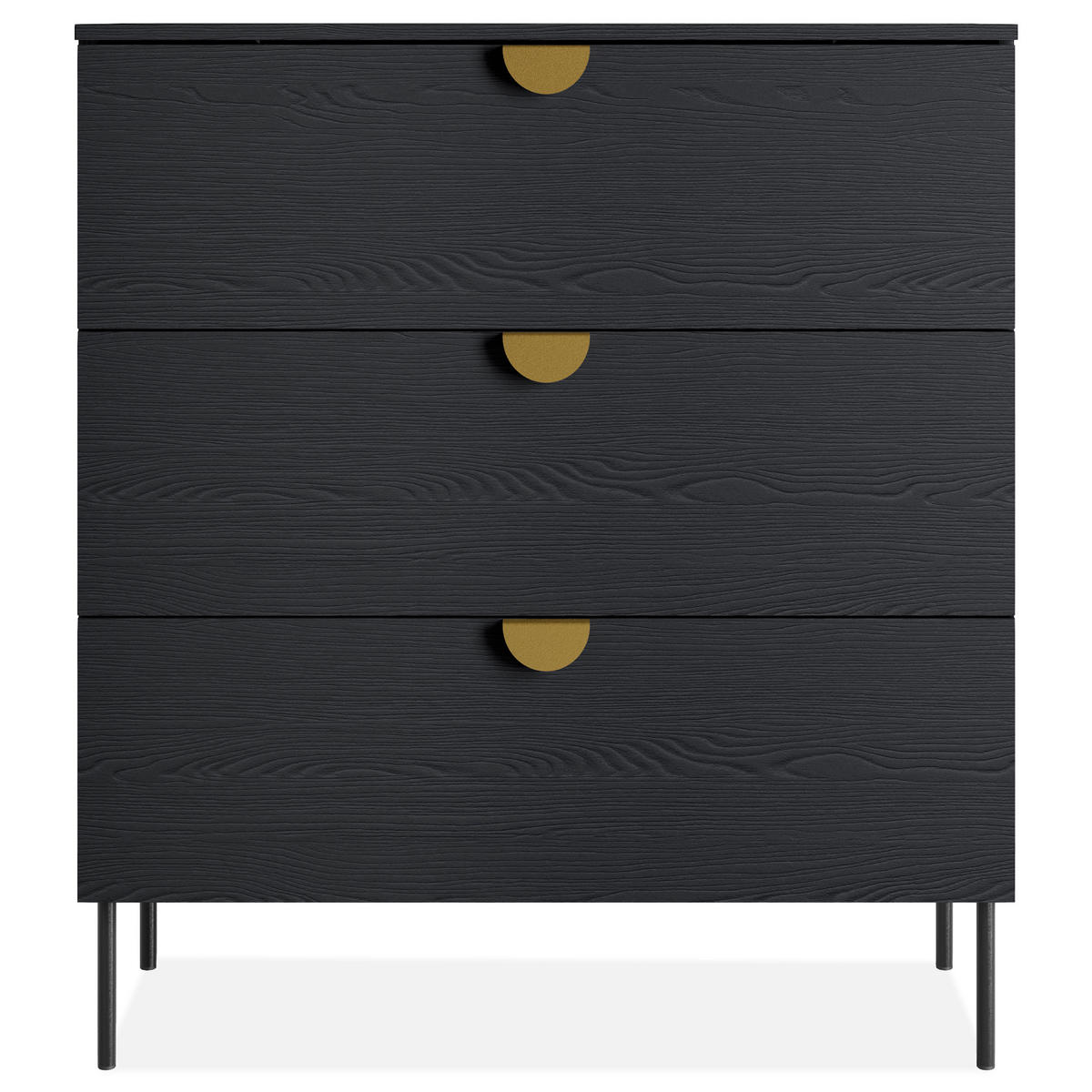 SCHUBKASTENKOMMODE VIDIS, Halbrundgriffe - Schwarz, Holzwerkstoff (100/107/40cm) - KONSIMO®