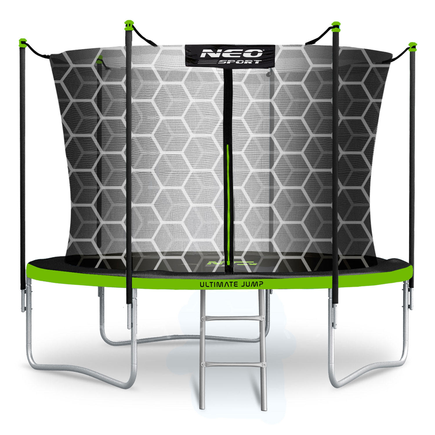 GARTENTRAMPOLIN 10 ft/312 cm mit Innengitter und Leiter - Grün, Metall (312/312cm)