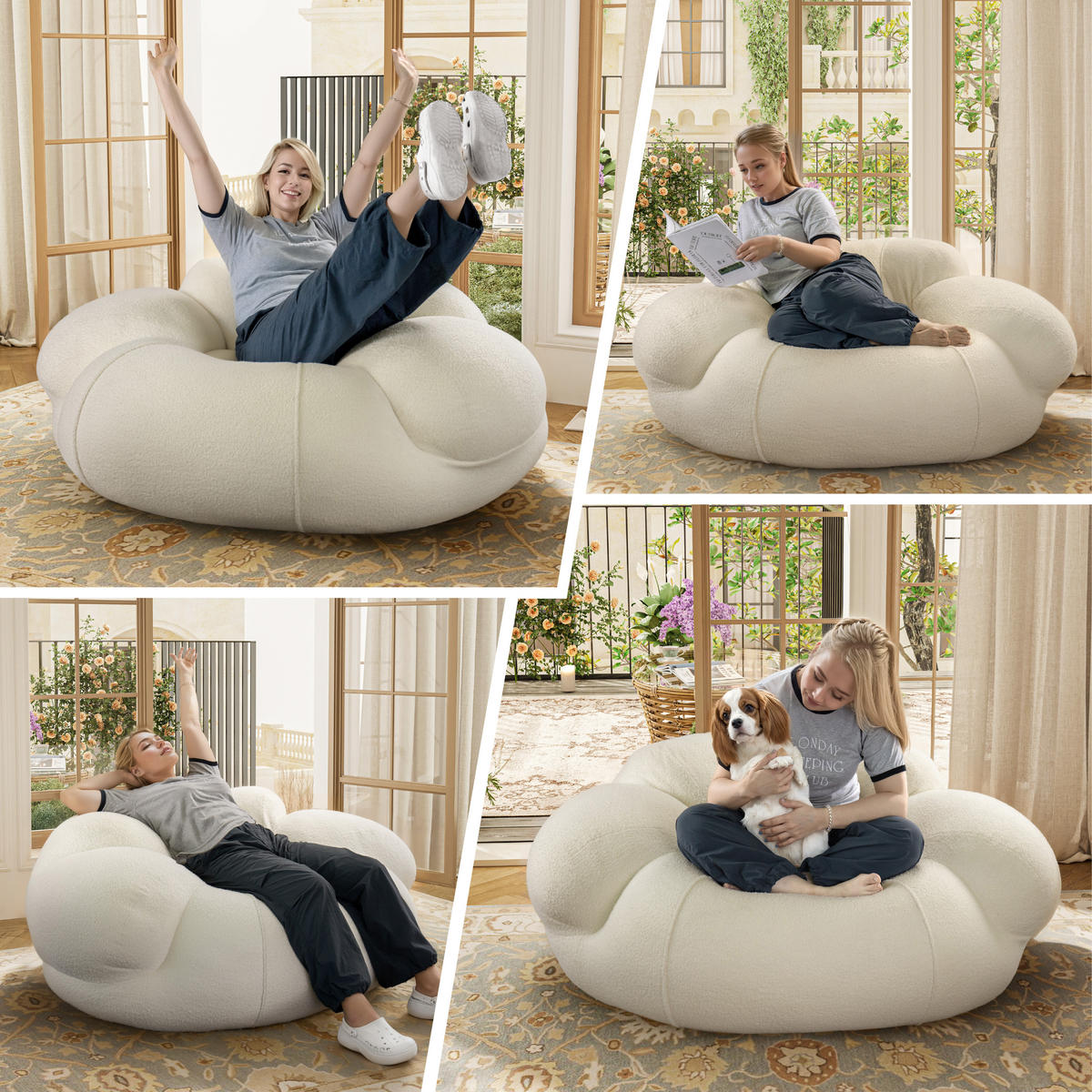 CLOUD-SOFA Extrem weich und doppelt bequem Einzelsofa Weiß - Weiß, Textil (109/70/142cm) - Vercart