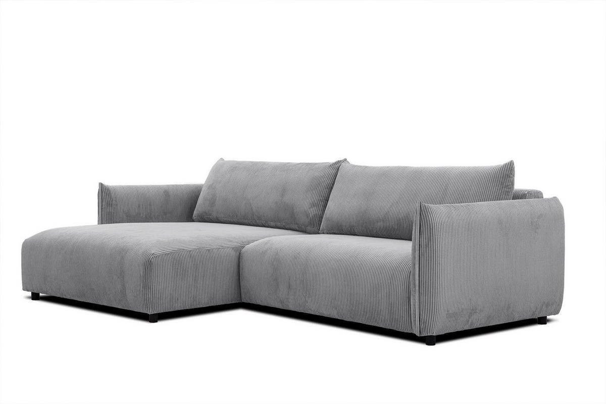 ECKSOFA TAUER 5-Sitzer, hellgrau - Hellgrau/Schwarz, Holzwerkstoff/Kunststoff (174/292cm) - Courtois Laville