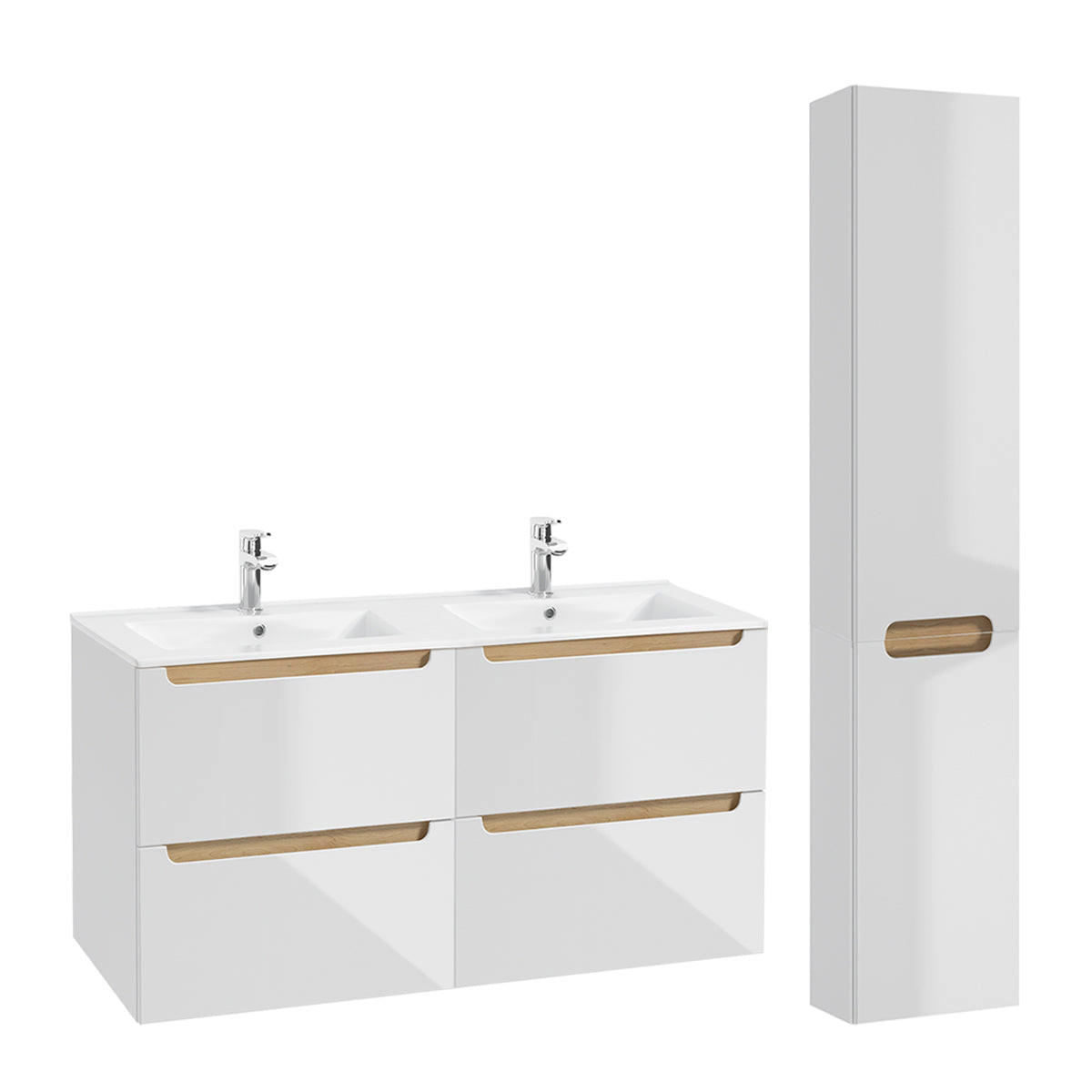 BADMÖBEL 120cm Livia 2er-Set Weiß - Weiß, Holzwerkstoff (120/60/45cm) - Petits-meubles