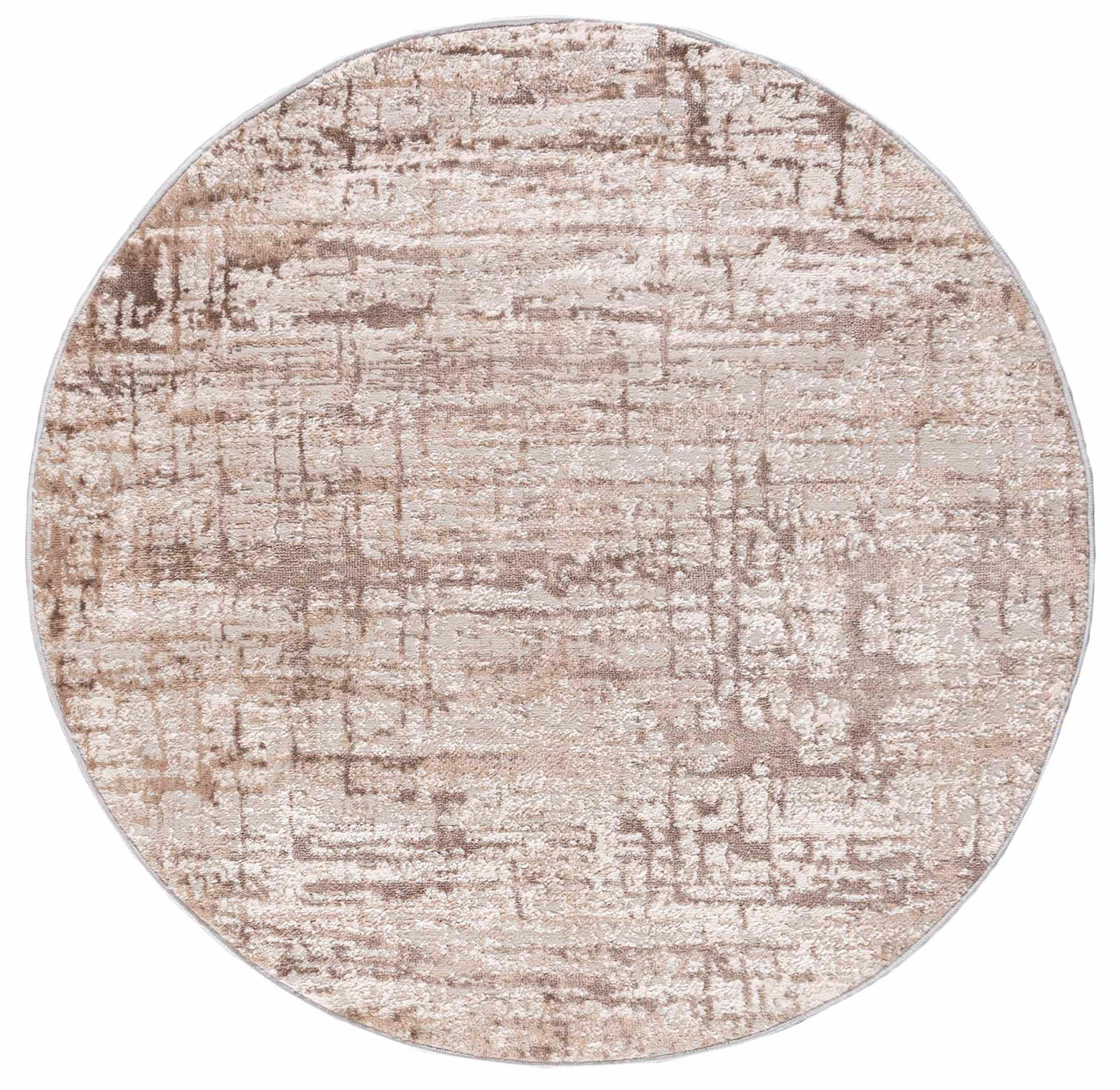 TEPPICH Beige Rund Abstrakt Kurzflor - 100 x 100 cm - Beige, Textil (100/100cm) - Mazovia