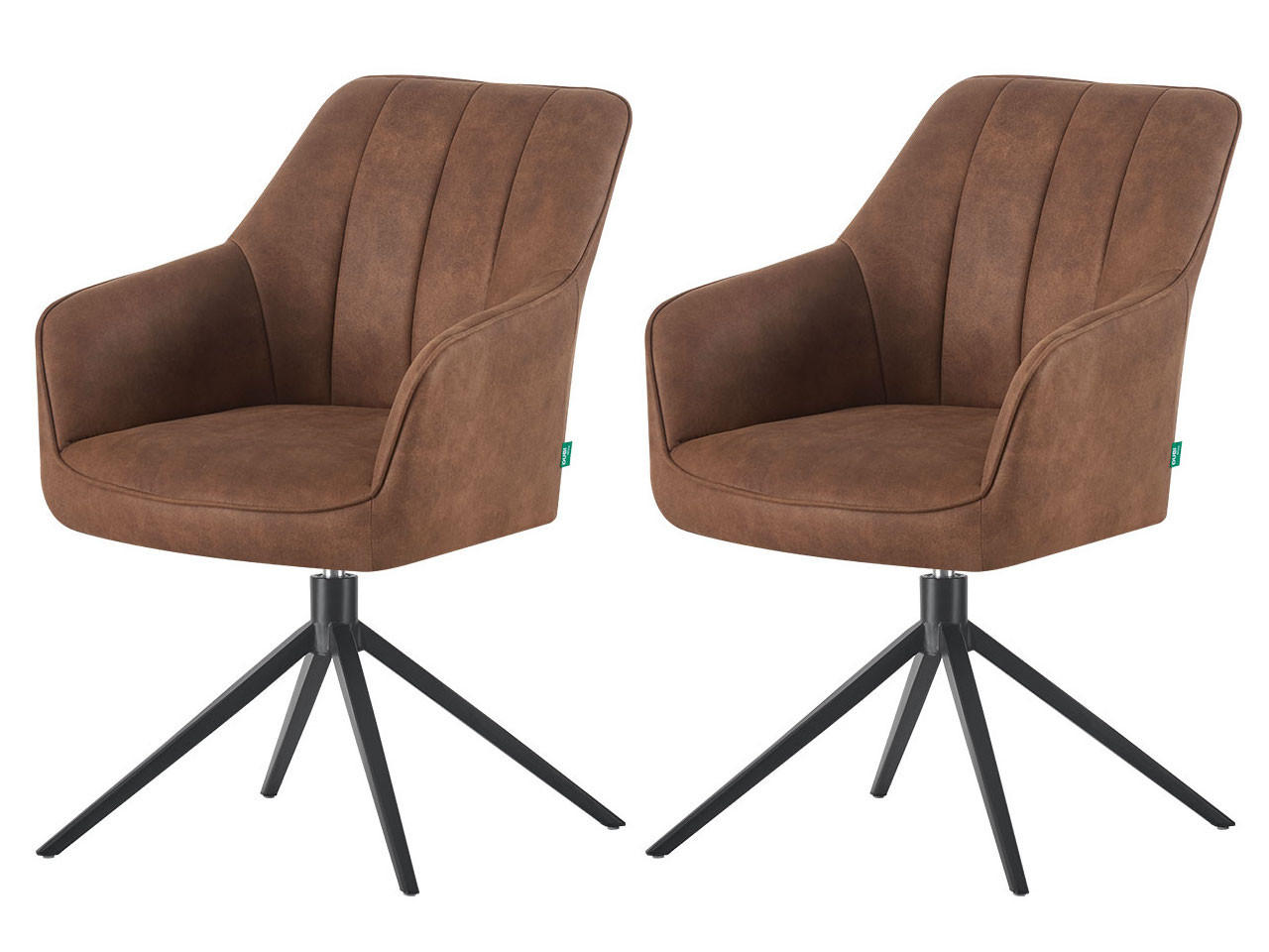 ESSZIMMERSTUHL THOMAS-MILA 2er-Set 360°drehbar - Schwarz/Braun, Textil (57/86/63cm) - DUBI Möbel