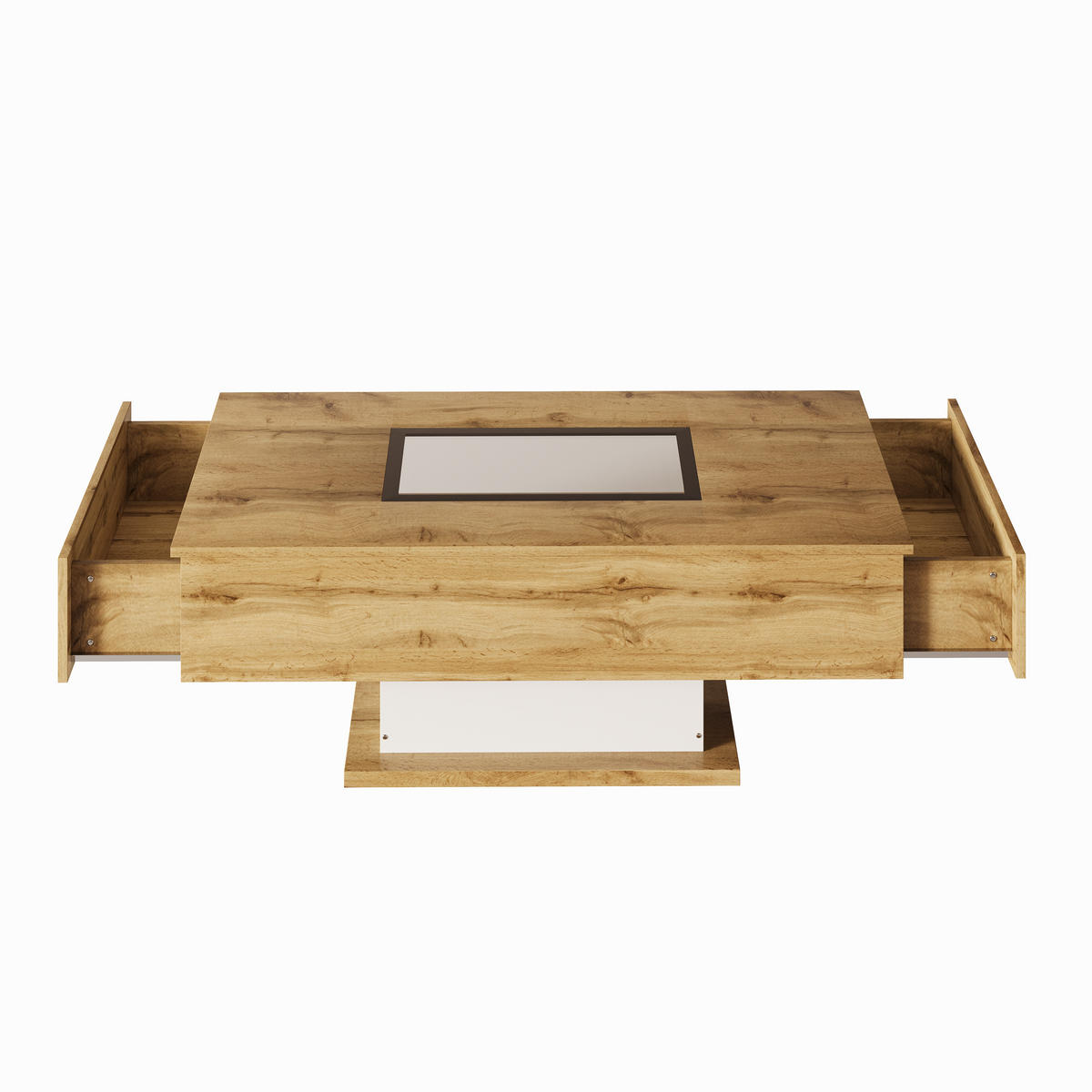 COUCHTISCH mit LED-Beleuchtung 100/60 cm in Natur mit 2 Schubladen - Naturfarben, Holzwerkstoff (110.2/60/39.7cm) - OKWISH