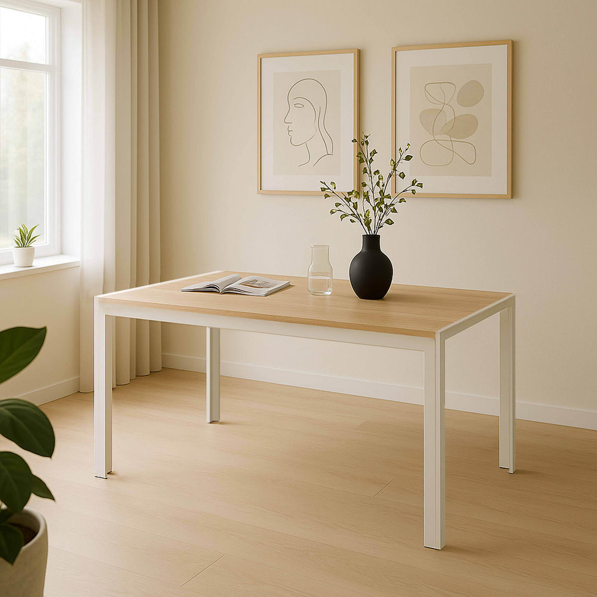 ESSTISCH, Weiß - Weiß, Holz (140/80/76cm) - Oviala