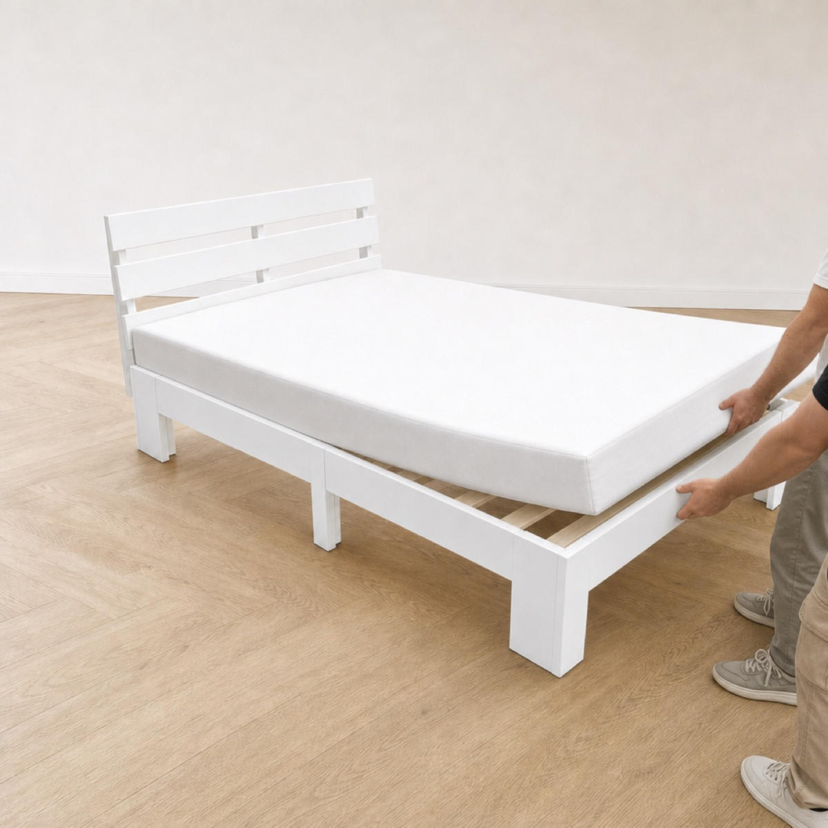 BETT Weiß Massivholz mit Lattenrost 120x200 cm - Weiß, Holz - Relaxdays