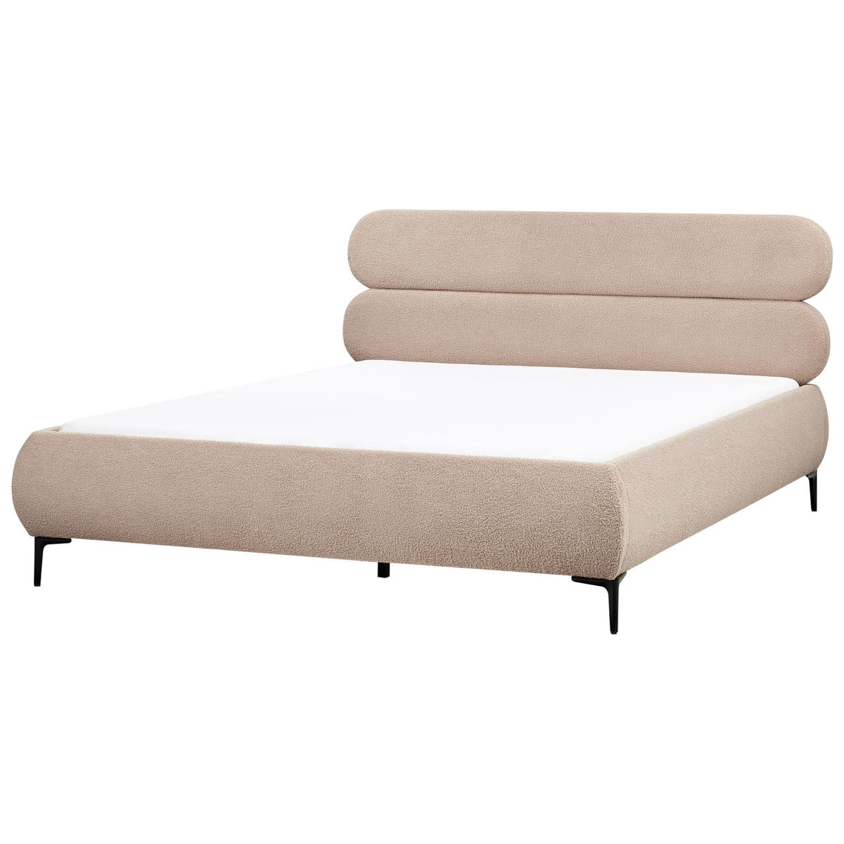 BETT mit Lattenrost 180/200 cm Taupe Lessay - Taupe/Schwarz, Textil (180/200cm) - Beliani