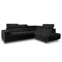 ECKSOFA MORIVA Q R-S Schwarz Boucle-Stoff mit Schlaffunktion - Schwarz, Holzwerkstoff/Textil (253/190cm) - MASSENO
