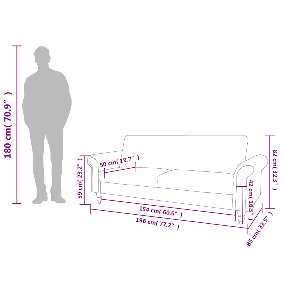 2-SITZER Schlafsofa Mit Armlehnen Künstliches Wildleder Braun - Braun, Leder (82/196/85cm) - vidaXL