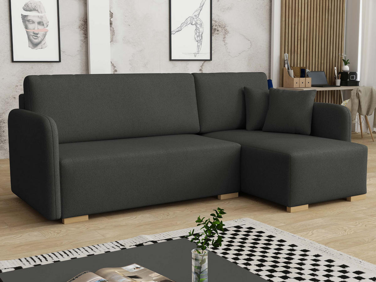 ECKSOFA Como L - Anthrazit/Naturfarben, Holz/Textil (220/140cm) - MIRJAN24