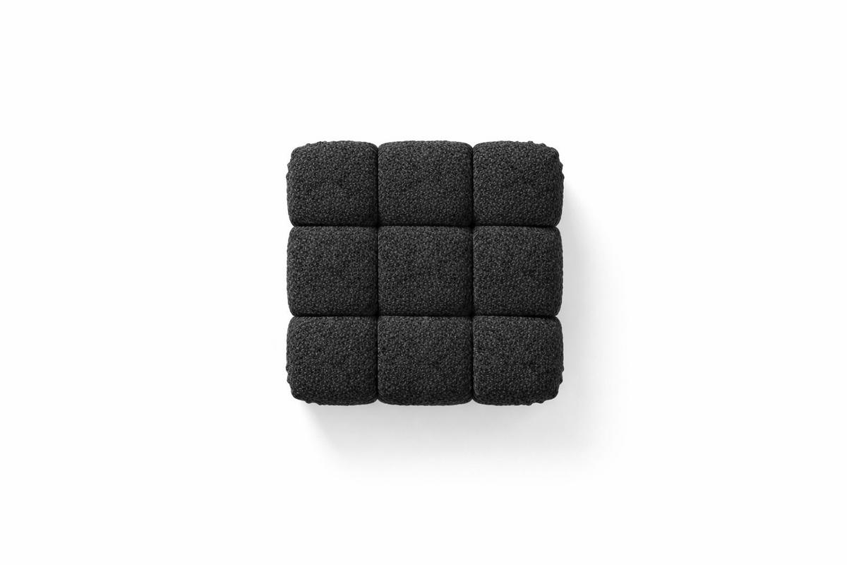 HOCKER Modularer, Bouclé-Stoff Abriamo, Graphit, Selia - Graphitfarben, Holz (95/40/95cm) - Kaiser Möbel