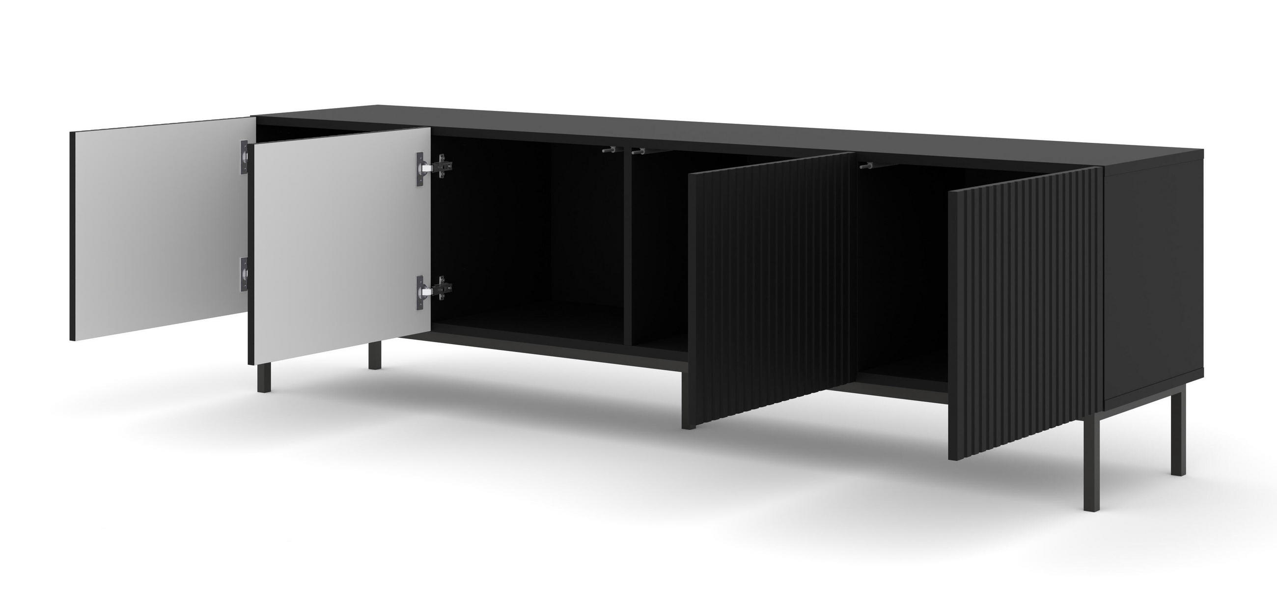 TV-LOWBOARD SCHWARZ - Schwarz, Holzwerkstoff (200/58/42cm) - FURNLUX