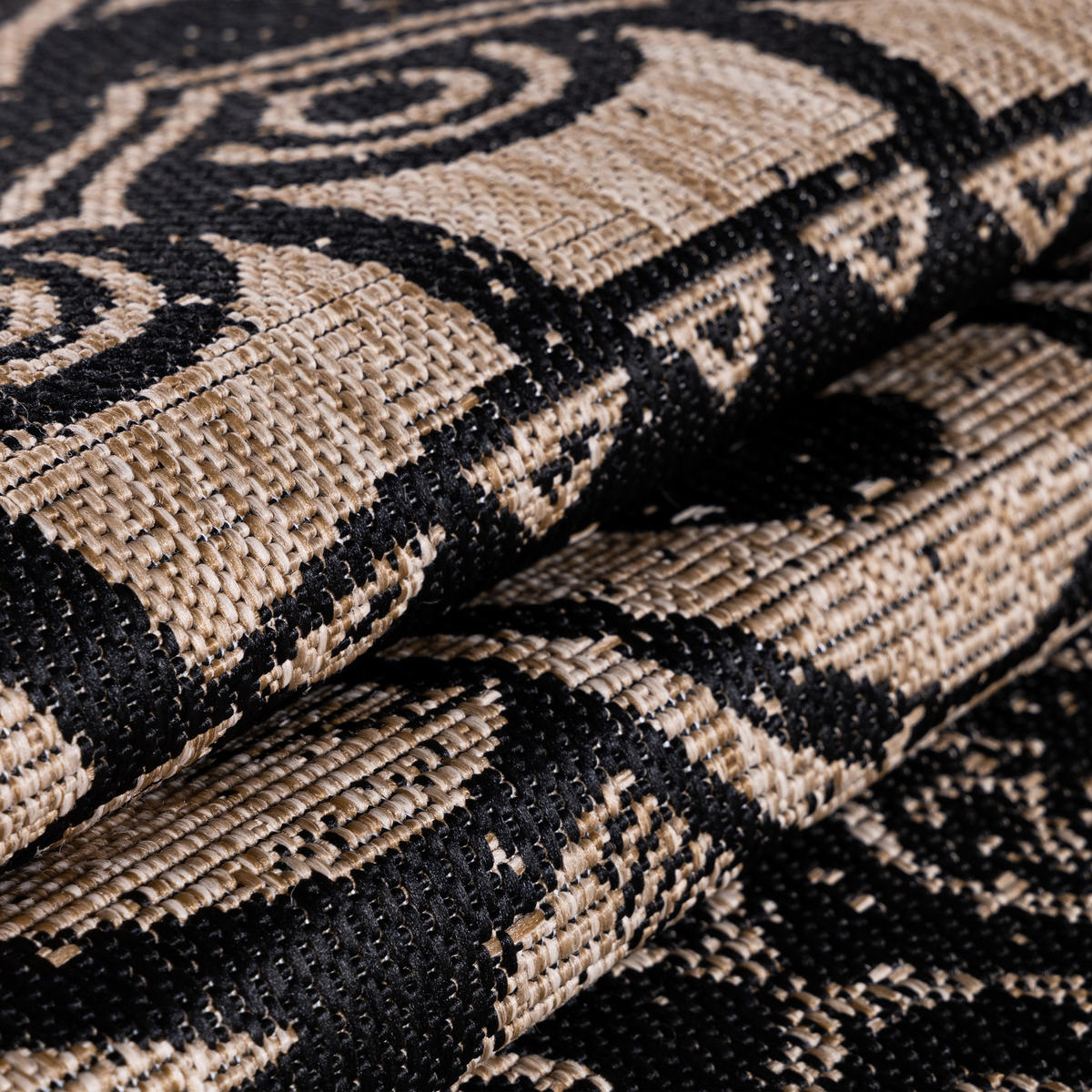 TEPPICH Outdoor Flachgewebe Used-Look Polypropylen Küche Schwarz Rechteckig 120x170 - Schwarz, Textil (120/170cm) - KADIMA DESIGN