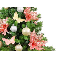 WEIHNACHTSBAUM künstlicher 60 cm mit LED-Beleuchtung, POMPADURKA, mit 35 Weihnachtsbaumschmuck, Pflanztopf mit Jutesack - Champagner/Pink, Kunststoff/Stein (40/60cm) - LAALU