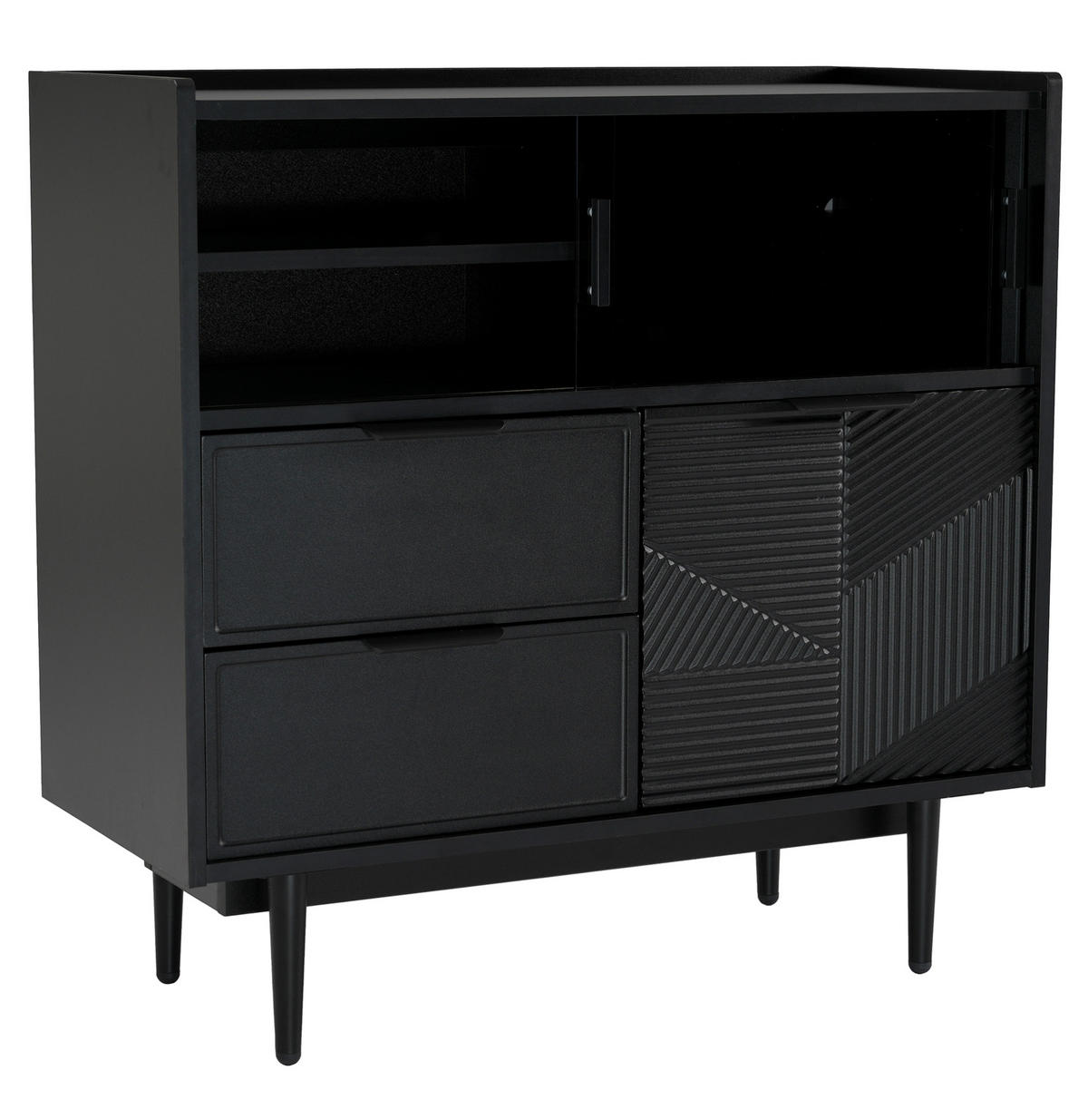 SIDEBOARD 80/35/80 cm Schwarz aus MDF mit LED-Lichtleiste - Schwarz, Holzwerkstoff (35/80/80cm) - OKMYHOME