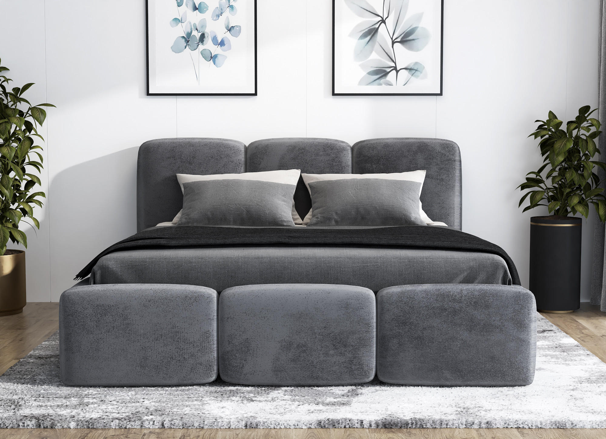 POLSTERBETT STAR 140x200 Dunkelgrau - Dunkelgrau, Textil (140/200cm) - A&J MöbelLand