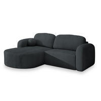 ECKSOFA AMILIA P L-S Graphitfarben Kordstoff mit Schlaffunktion - Graphitfarben, Holz (263/174cm) - MASSENO