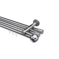 INNENLAUF-GARDINENSTANGEN-SET Siteno Luino 140 cm, 3-läufig, 20 mm Ø Chrom - Chromfarben, Metall (140cm) - INTERDECO