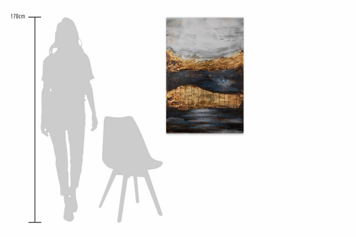 ACRYLBILD HANDGEMALT 60/90 cm - Blau/Grau, Holz/Textil (1.8/90cm) - KUNSTLOFT