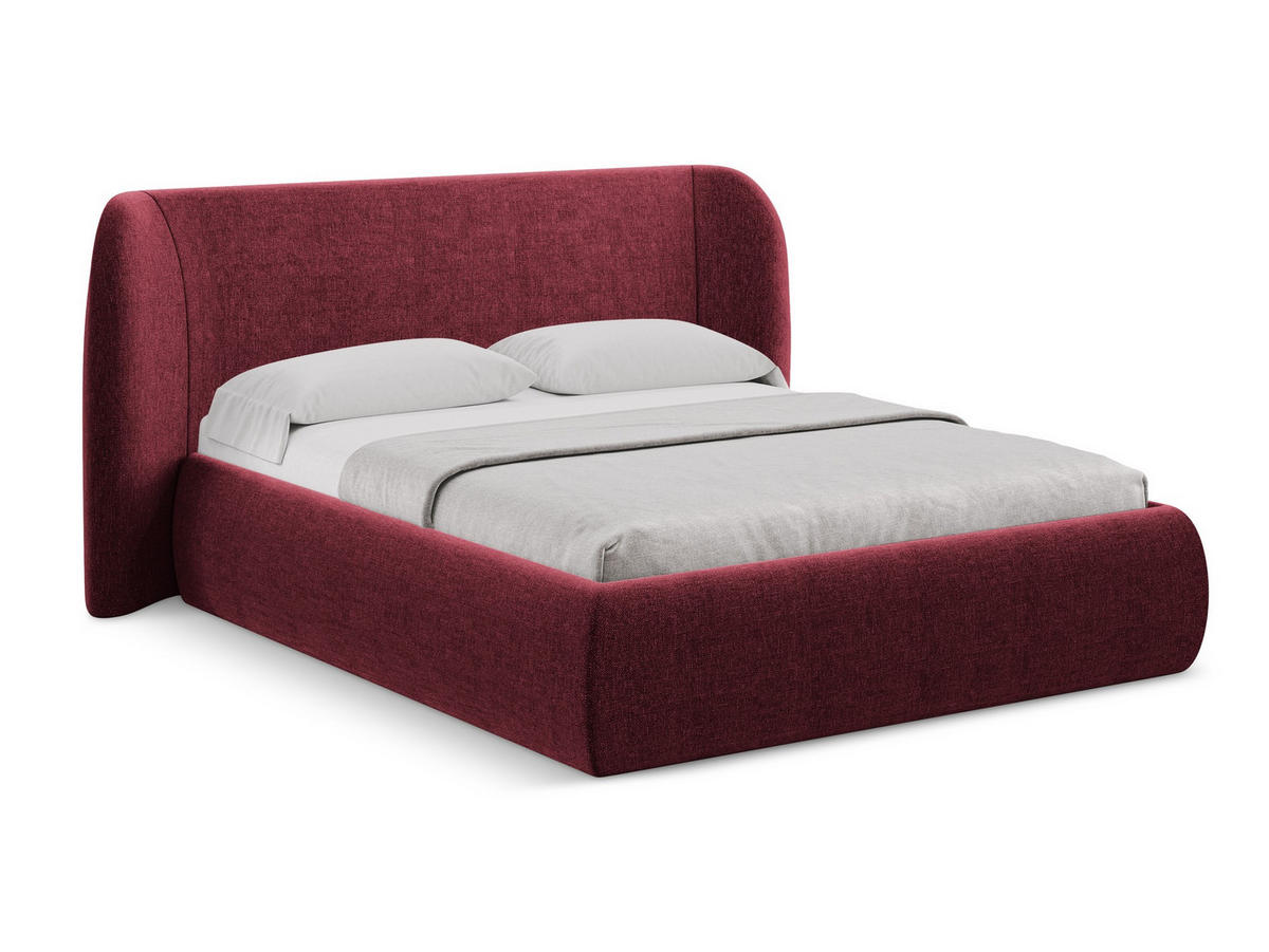 POLSTERBETT mit Bettkasten und Lattenrost 210x215 Rot - Rot/Weinrot, Kunststoff/Textil (160/200cm) - Makamii