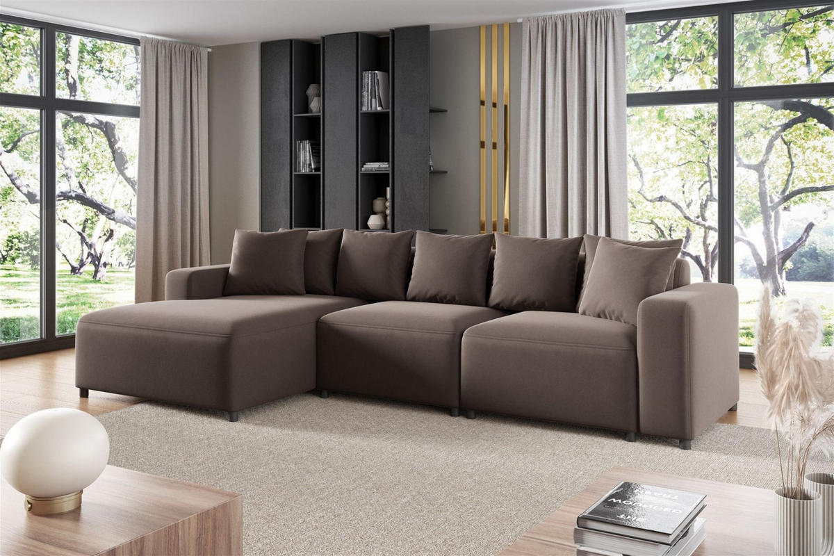ECKSOFA Megan In Salvador - Braun, Holzwerkstoff/Textil (331/165cm) - Fun Möbel