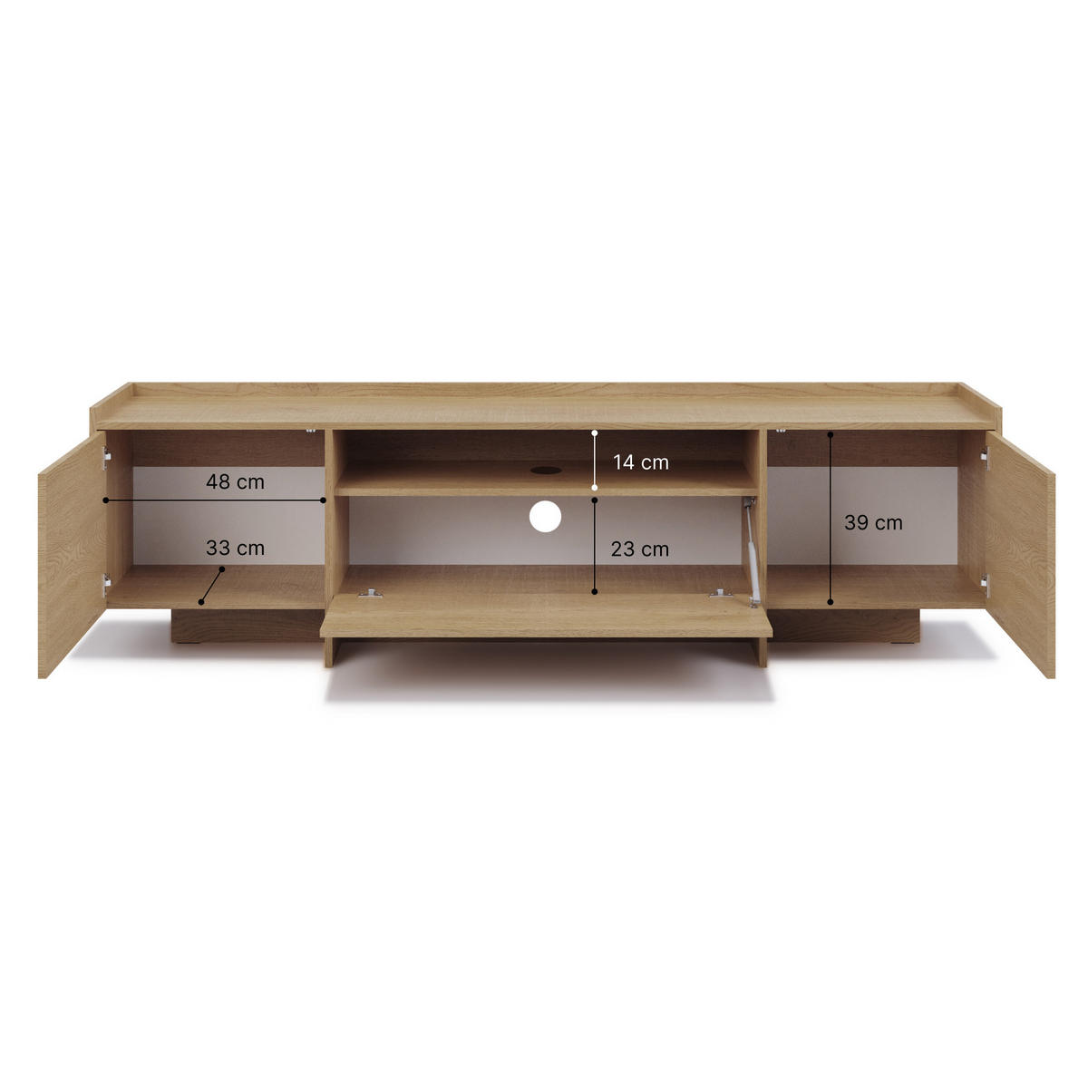 LOWBOARD Juni mit 3 Türen, 200 cm, eiche Cremona - Eichefarben, Holzwerkstoff (198/57/38cm) - Beautysofa