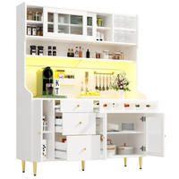 BUFFET 145/39/171 cm aus MDF und Glas mit LED-Beleuchtung und verstellbaren Einlegeböden Weiß - Weiß, Holzwerkstoff (145/171/39cm) - Modenvie