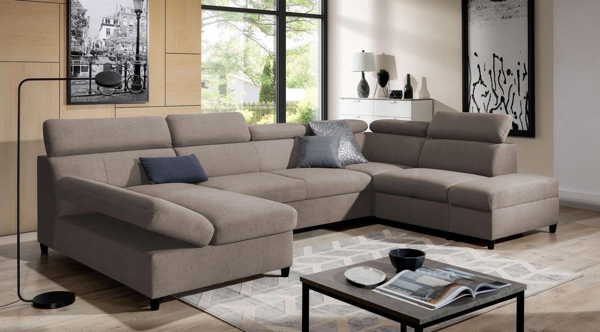 WOHNLANDSCHAFT Schlafsofa Anton - Taupe, Holzwerkstoff/Textil (342/96/205cm) - Fun Möbel