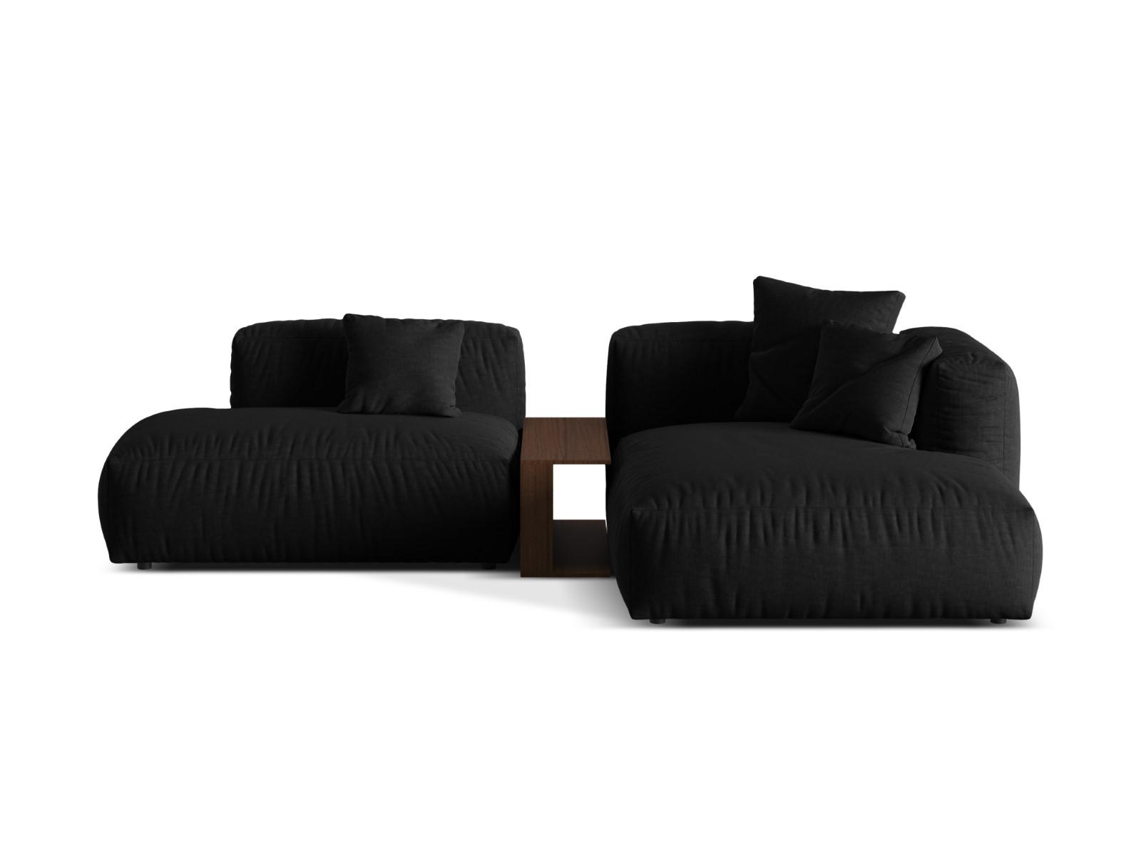 ECKSOFA modular rechts Martina aus strukturiertem Stoff schwarz 2 Sitzplätze - Schwarz, Textil (176/285cm) - Micadoni
