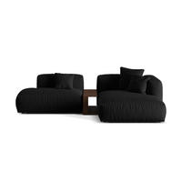 ECKSOFA modular rechts Martina aus strukturiertem Stoff schwarz 2 Sitzplätze - Schwarz, Textil (176/285cm) - Micadoni