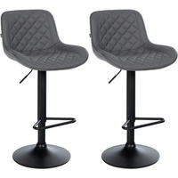 BARHOCKER 2er Set Lederlook Grau - Schwarz/Grau, Textil/Metall (50/84/52cm) - CLP