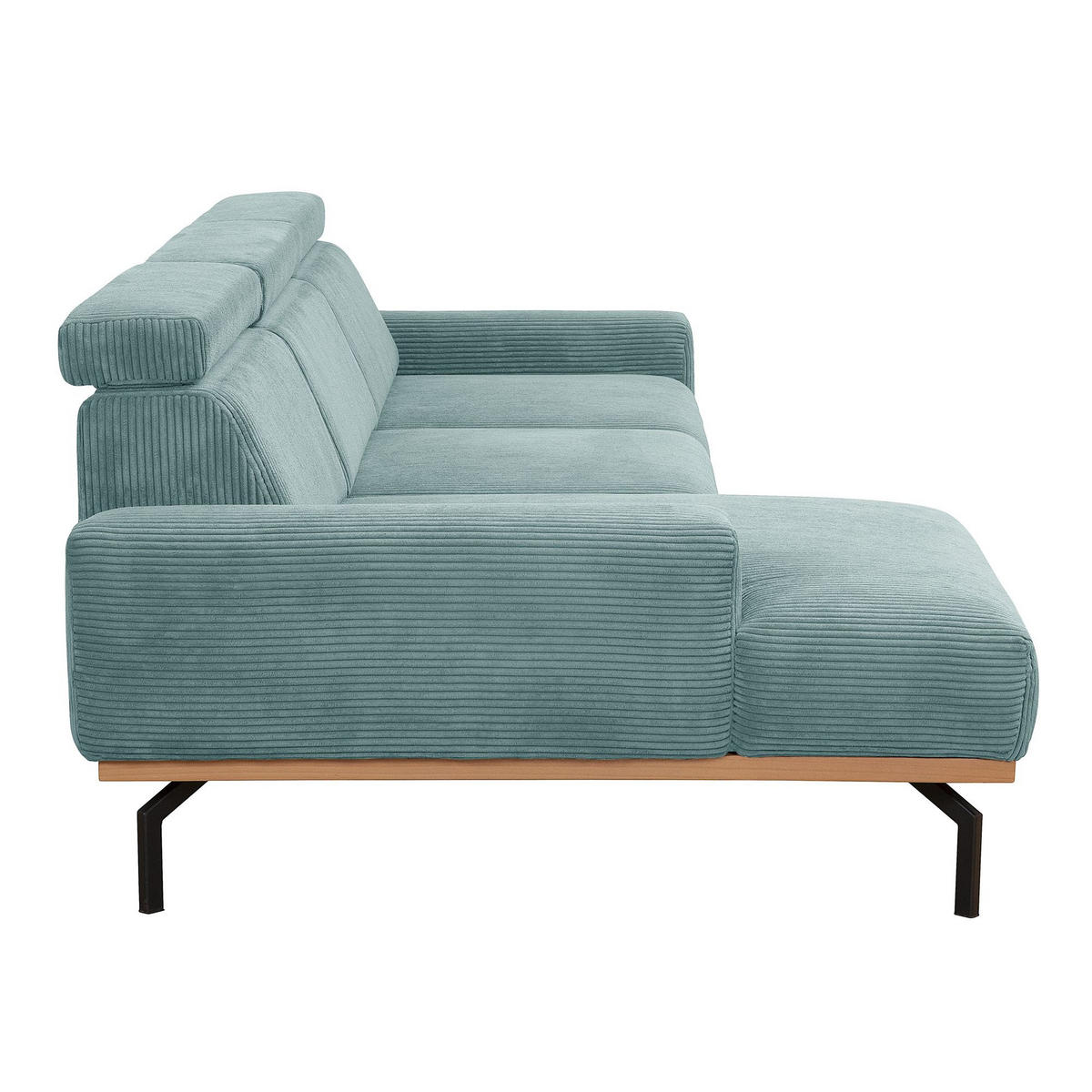 ECKSOFA mit Longchair links Katrien Cordstoff eisblau - Pastellblau, Kunststoff (135/280cm) - 58aufmkessel