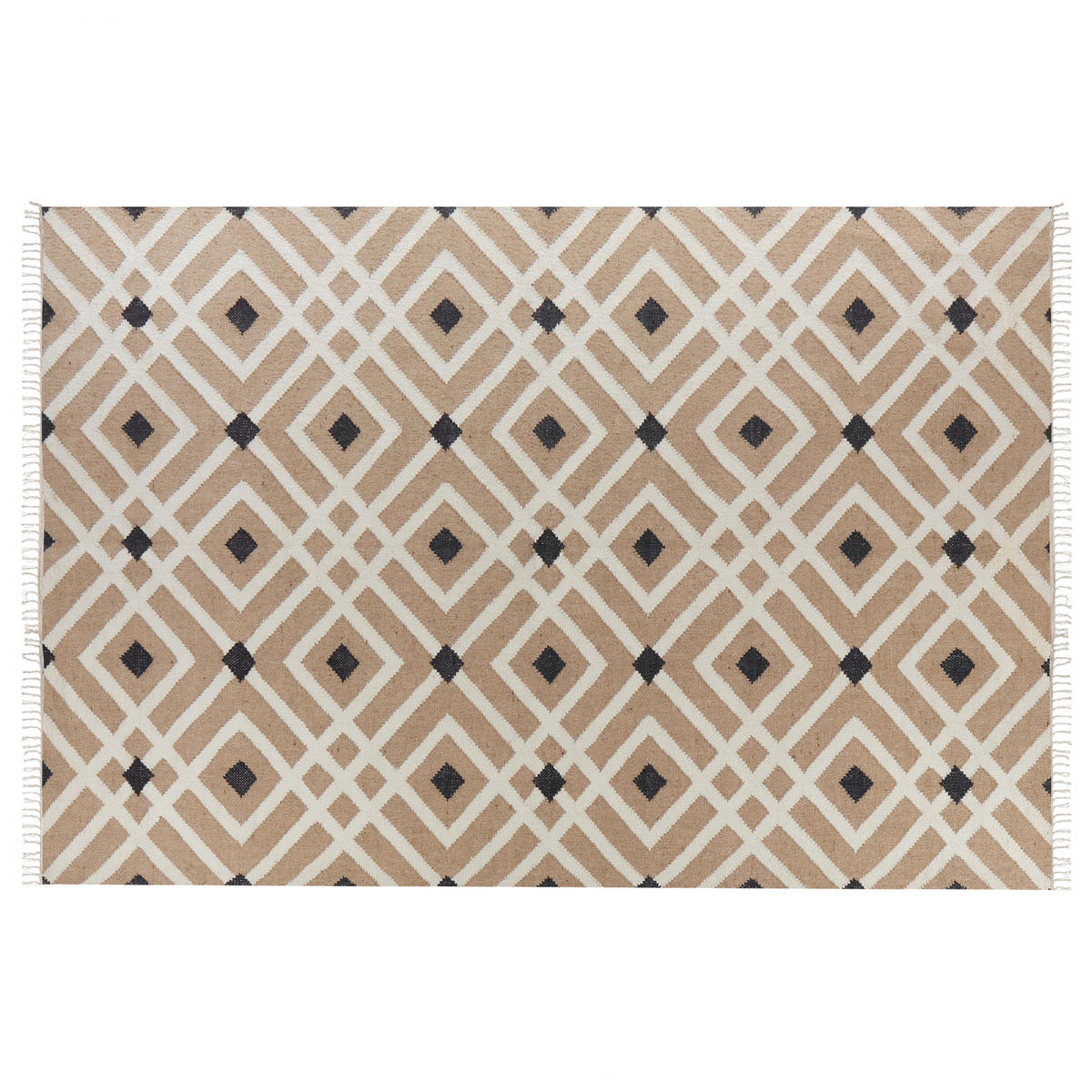 TEPPICH geflochten Beige 200/300 cm Esencik - Beige/Schwarz, Naturmaterialien (200/300cm) - Beliani