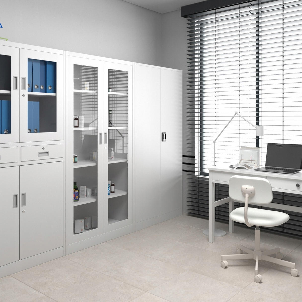 AKTENSCHRANK JAN H - Anthrazit/Weiß, Metall (90/195/40cm) - Jan Nowak