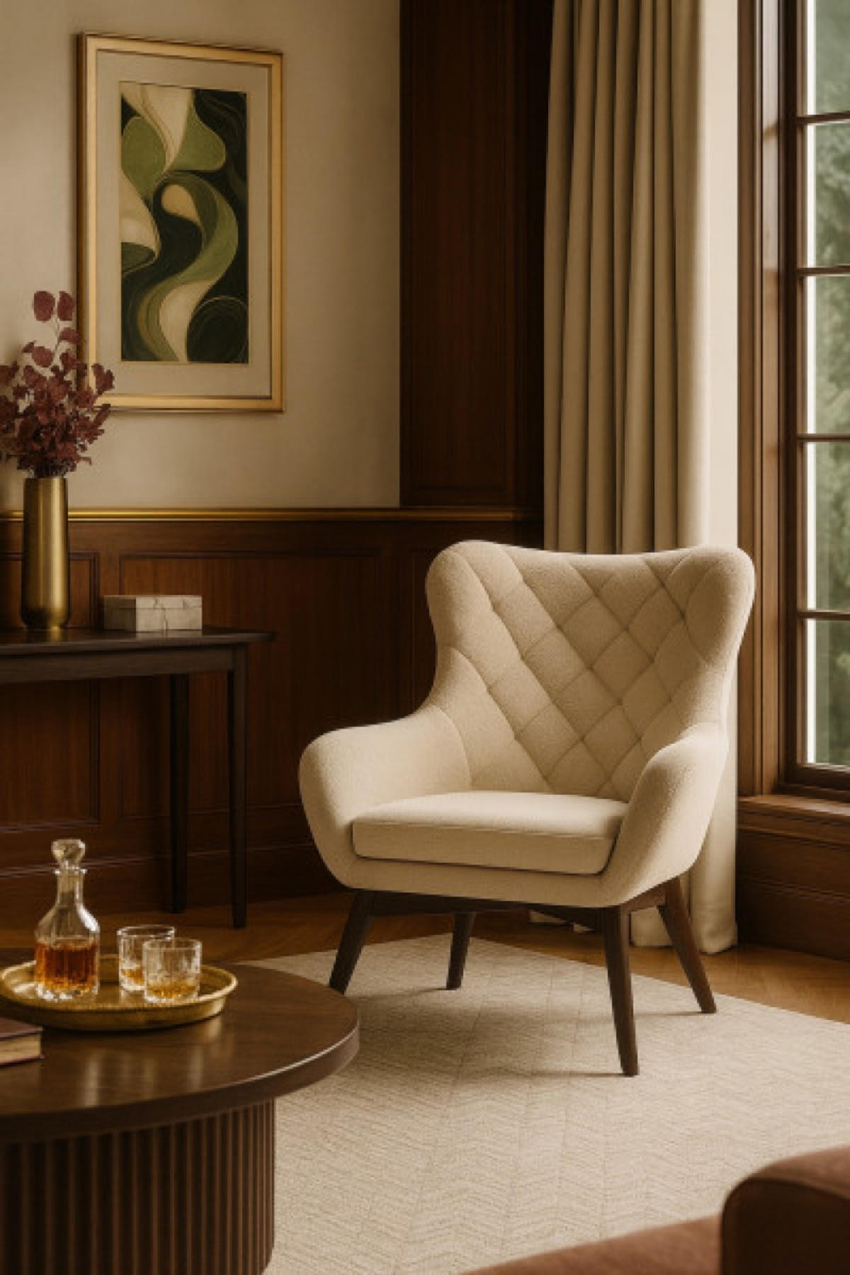 SESSEL Hellbeige Lisa Caro Auf Holzbeinen - Beige, Textil (88/108/88cm) - Sepro Meble