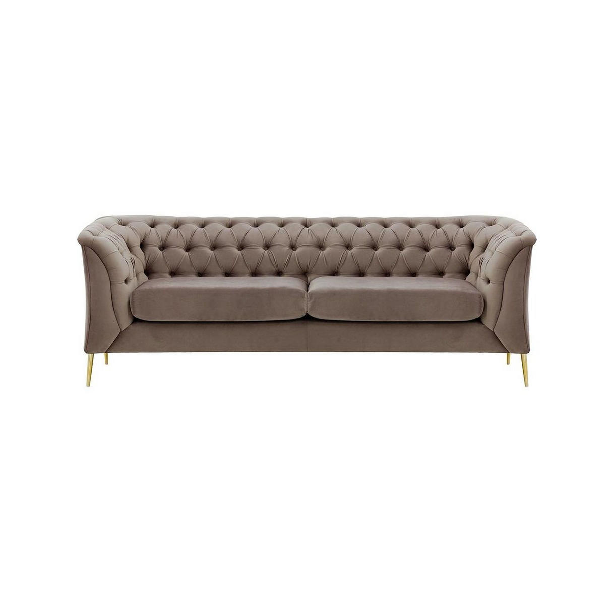 2,5-SITZER-SOFA Chesterfield Modern-Velluto 17 - Braun, Holz/Textil (209/74/80cm)