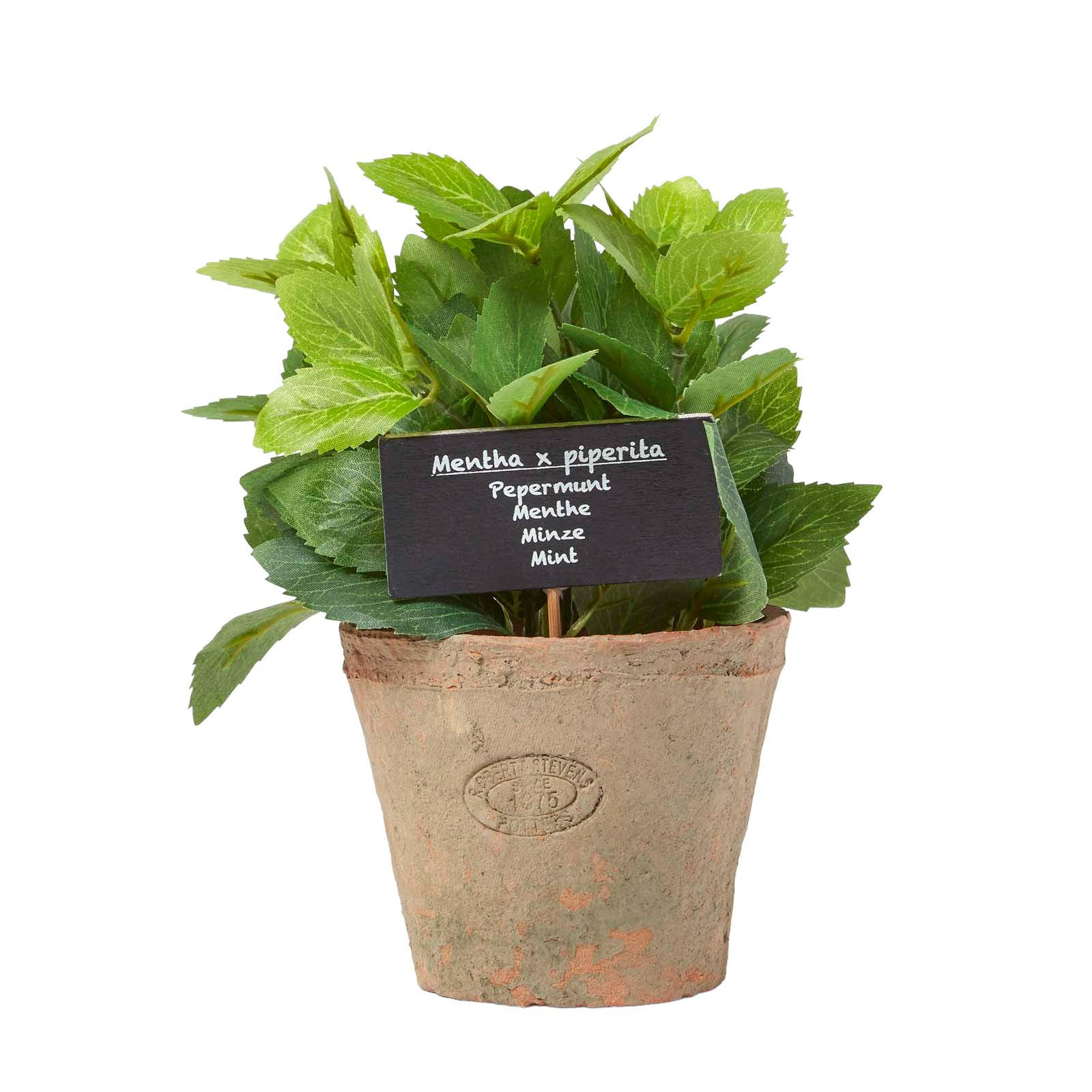 KUNSTPFLANZE Minze im Terrakotta-Topf, 17 cm - Grün, Kunststoff (17cm) - Homescapes