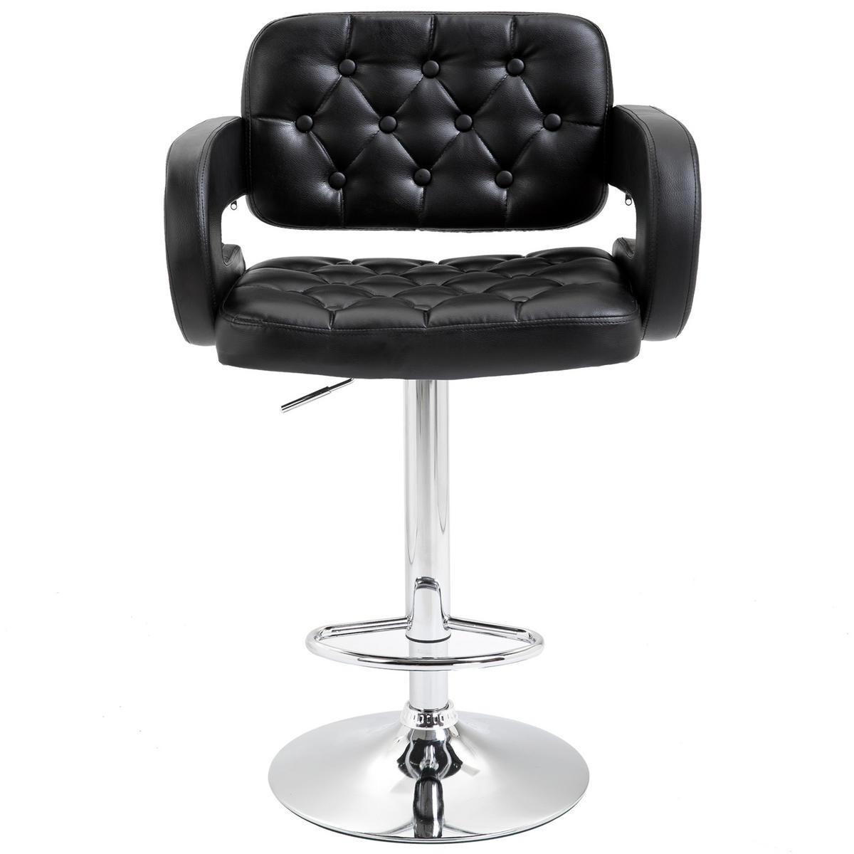 BARHOCKER 2er-Set DE-14777 höhenverstellbar mit Armlehnen Schwarz - Schwarz, Metall (50/114/61cm) - ComfortXL
