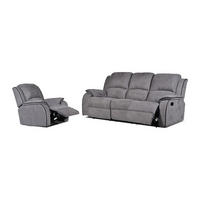 COUCHGARNITUR mit Sessel - 4 Personen - Stoff, Stoff - Grau - HERNANI - Grau, Textil (210/99/96cm) - Vente-Unique