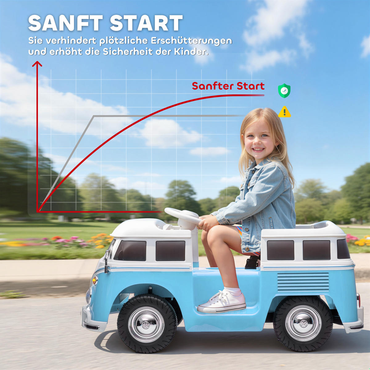 KINDER-ELEKTROAUTO mit MP3 Doppelmotor Hupe LED-Leuchte - Blau, Metall (89/49/41.5cm) - AIYAPLAY