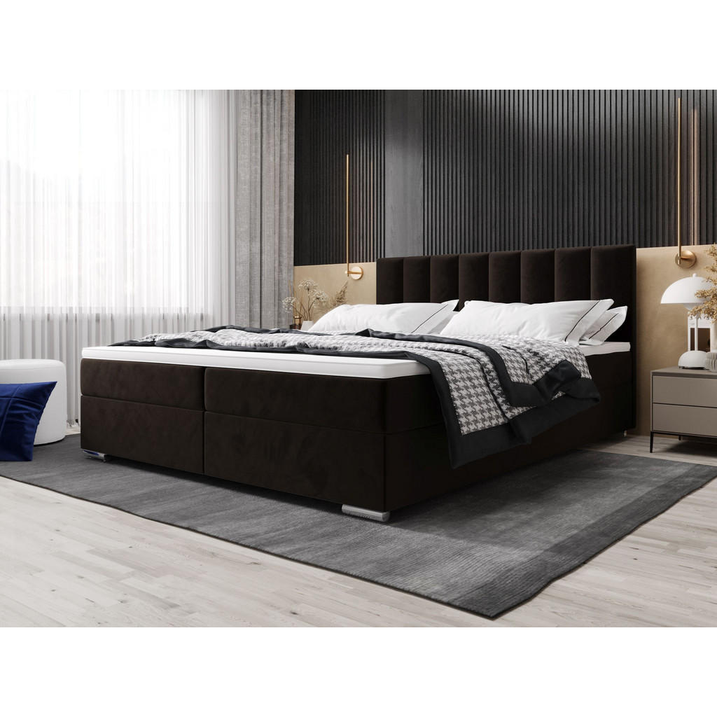 Thumbnail - Bedante Boxbett, Dunkelbraun, Textil, Höhe ca. 19 cm, 140x200 cm, Oeko-Tex® Standard 100, Schlafzimmer, Betten, Boxsprin...