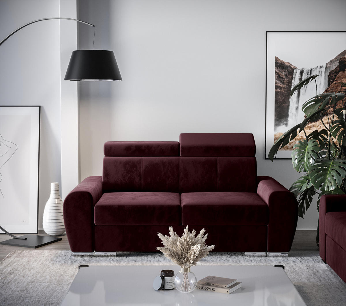 SCHLAFSOFA APOLLO 2, Sofa mit Schlaffunktion, Farbe: Blau, Velourstoff - Blau, Textil (180/96/99cm) - O-Sofa