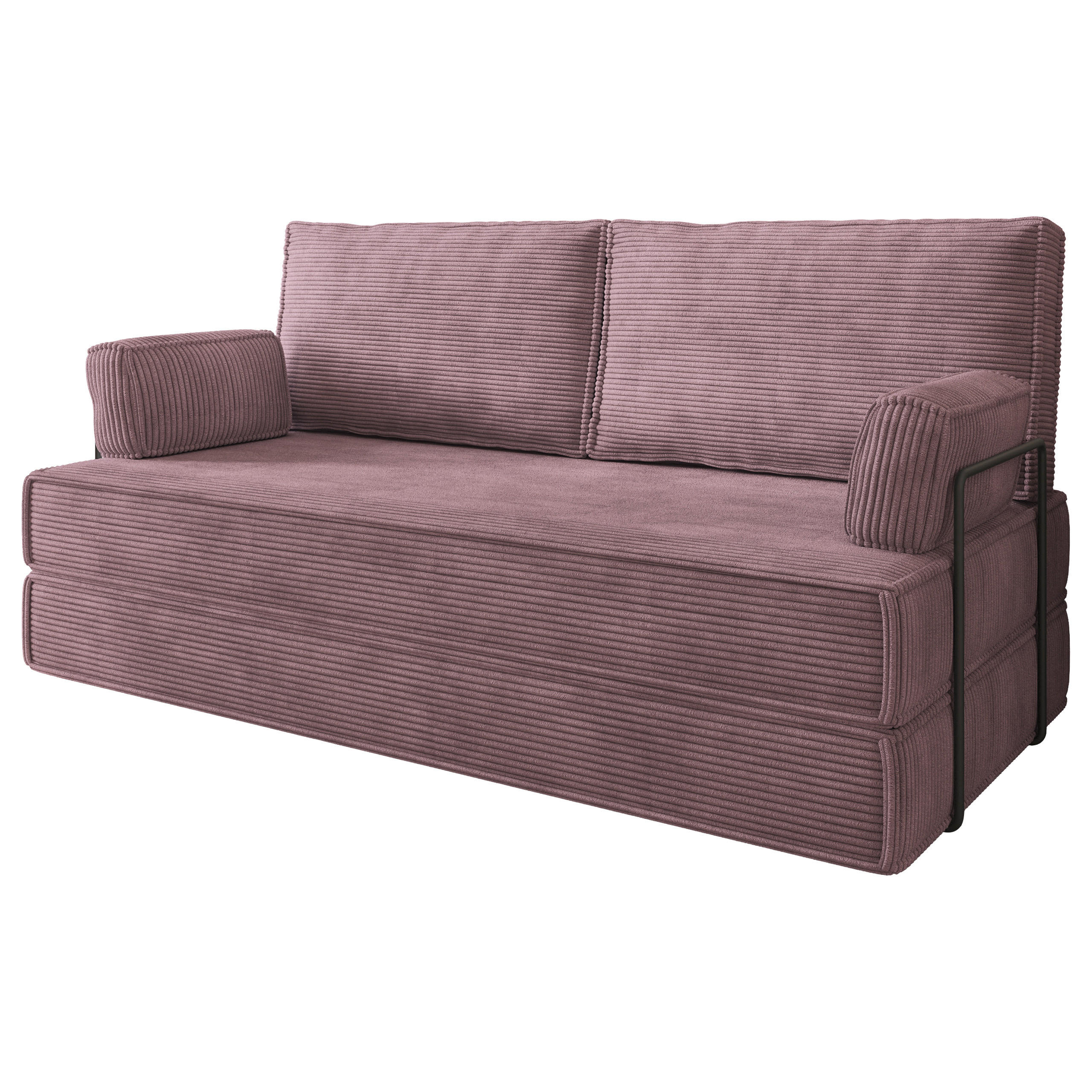 BETTSOFA SILAR aus Schaumstoff Kordstoff Lila Schlaffunktion - Lila, Textil (170/86/80cm) - MASSENO