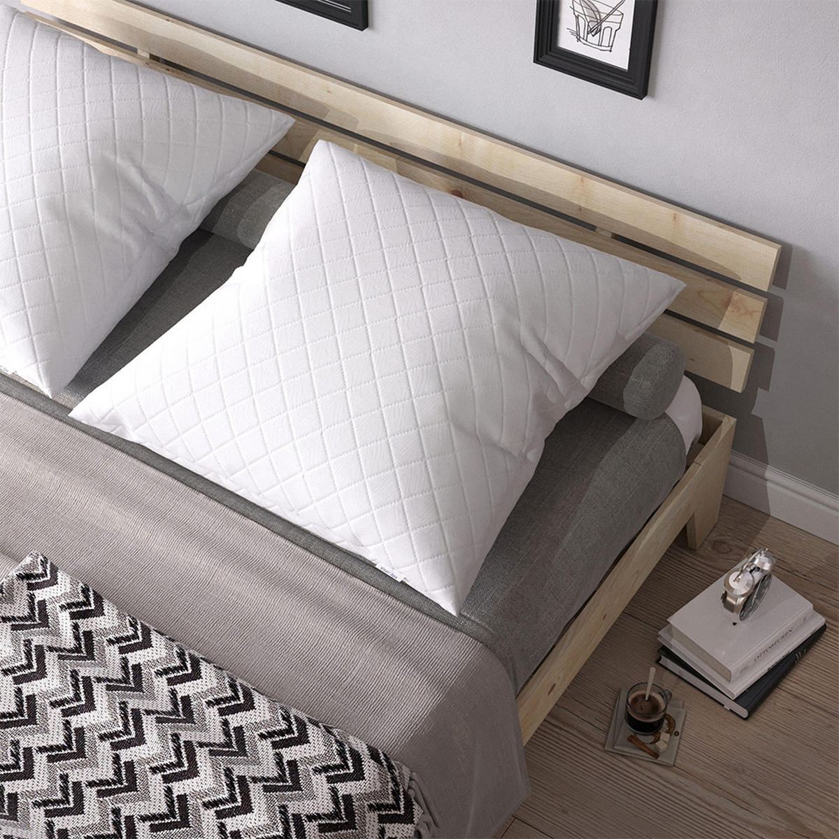 KOPFKISSEN Weiß 80 x 80 cm 2er Set - Weiß, Textil (80/80cm) - VitaliSpa