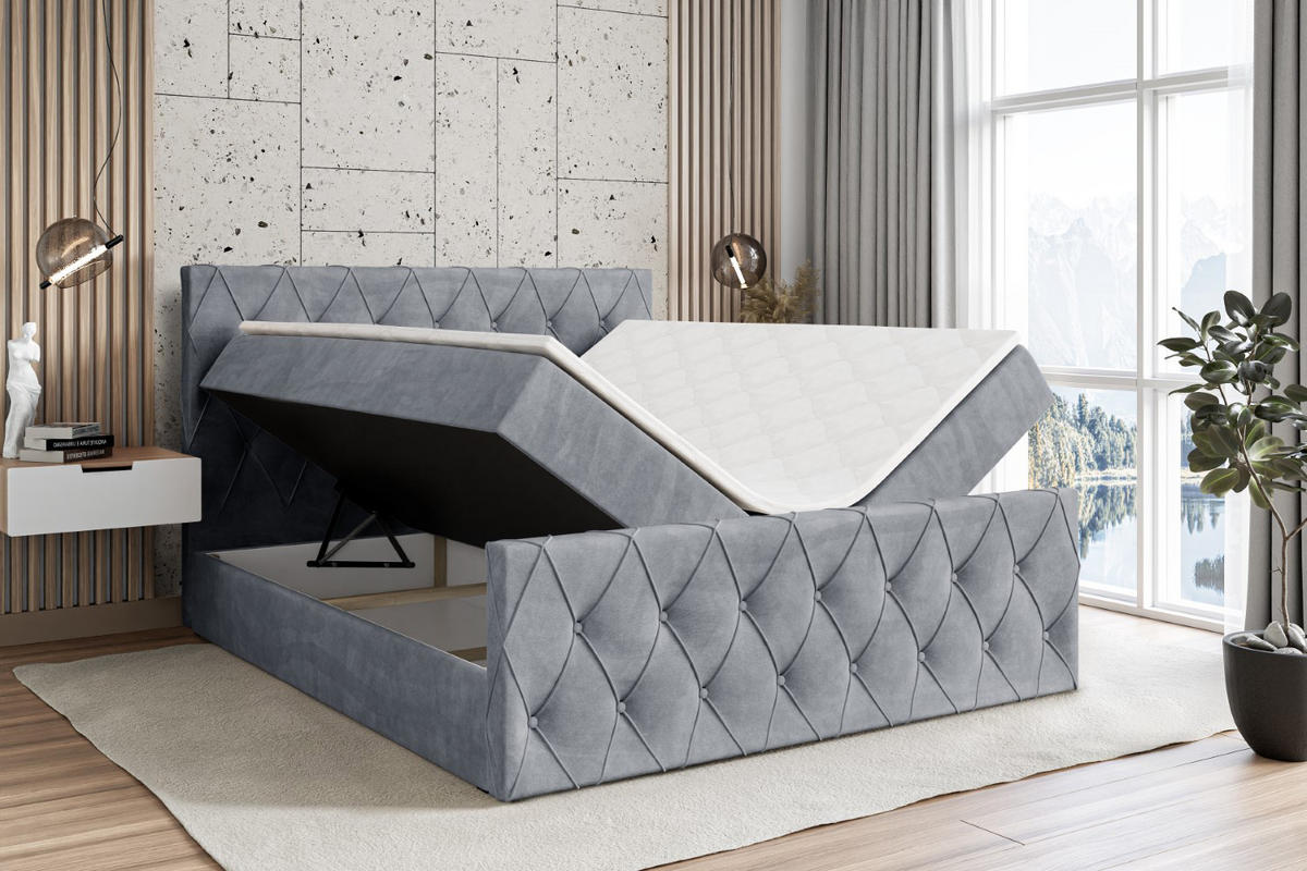 BOXBETT AMAY-Z - 180x200 cm - H3 - Grau - Grau, Holzwerkstoff (180/200cm) - ALTDECOR